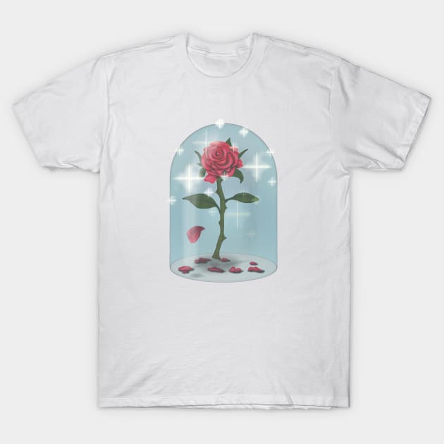 Enchanted Rose - Single Rose Encased T-Shirt by Kaotik Sketches